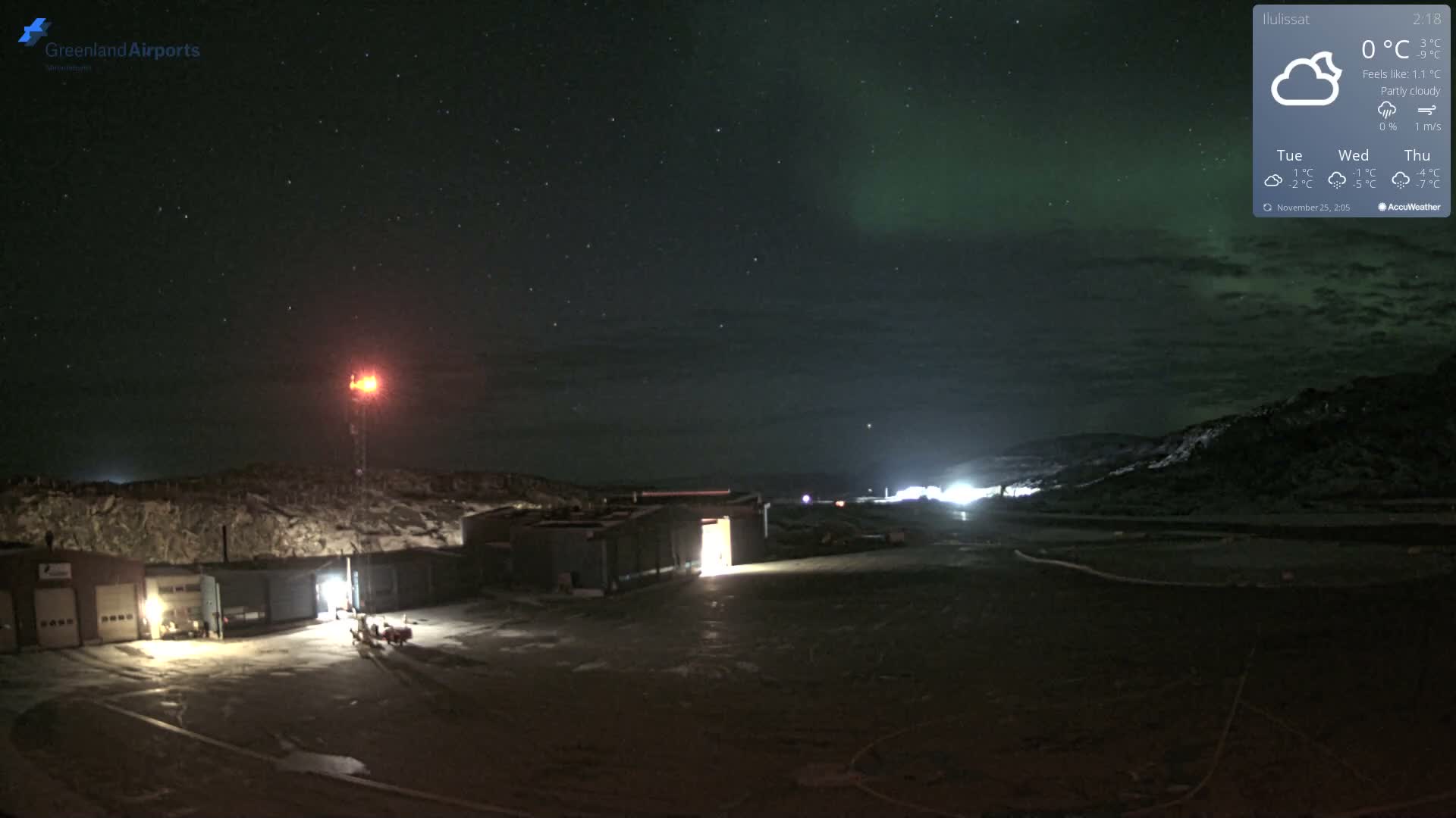 Mittarfik Ilulissat Airport North Towards View Live Cam JAV / BGJN - Ilulissat, Avannaata, Greenland, Denmark