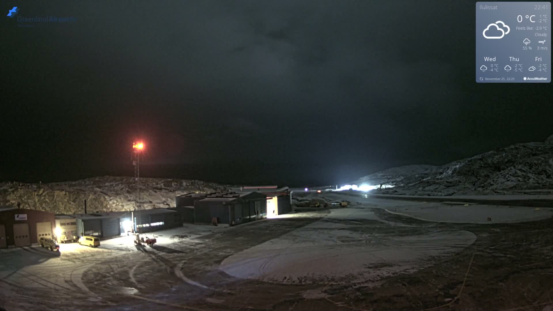 Mittarfik Ilulissat Airport North Towards View Live Cam JAV / BGJN - Ilulissat, Avannaata, Greenland, Denmark