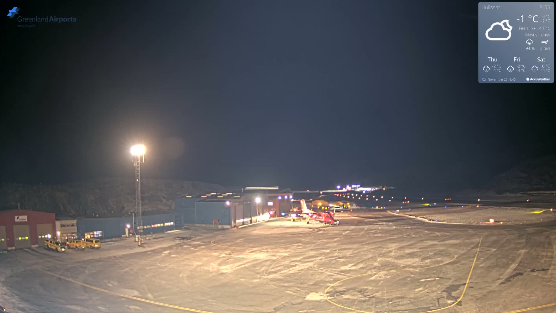Mittarfik Ilulissat Airport North Towards View Live Cam JAV / BGJN - Ilulissat, Avannaata, Greenland, Denmark