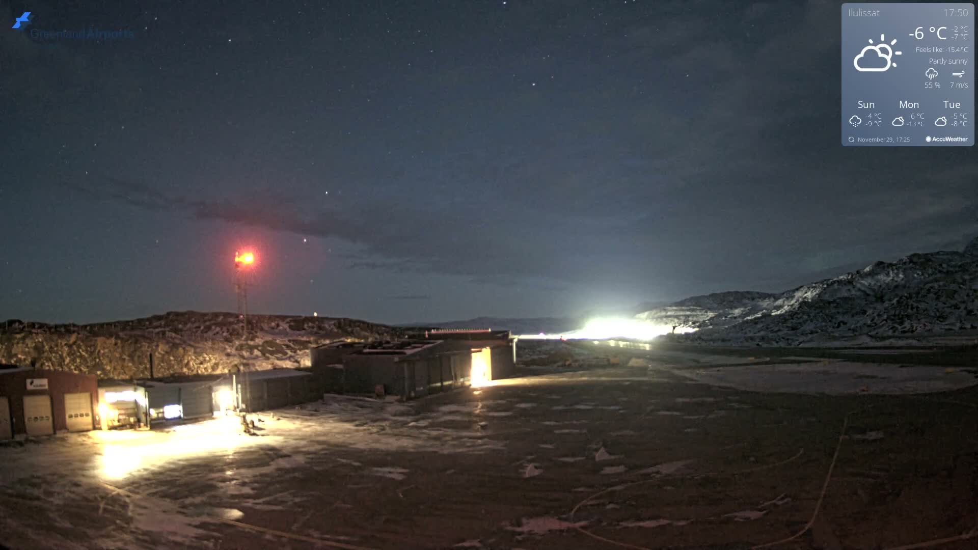 Mittarfik Ilulissat Airport North Towards View Live Cam JAV / BGJN - Ilulissat, Avannaata, Greenland, Denmark