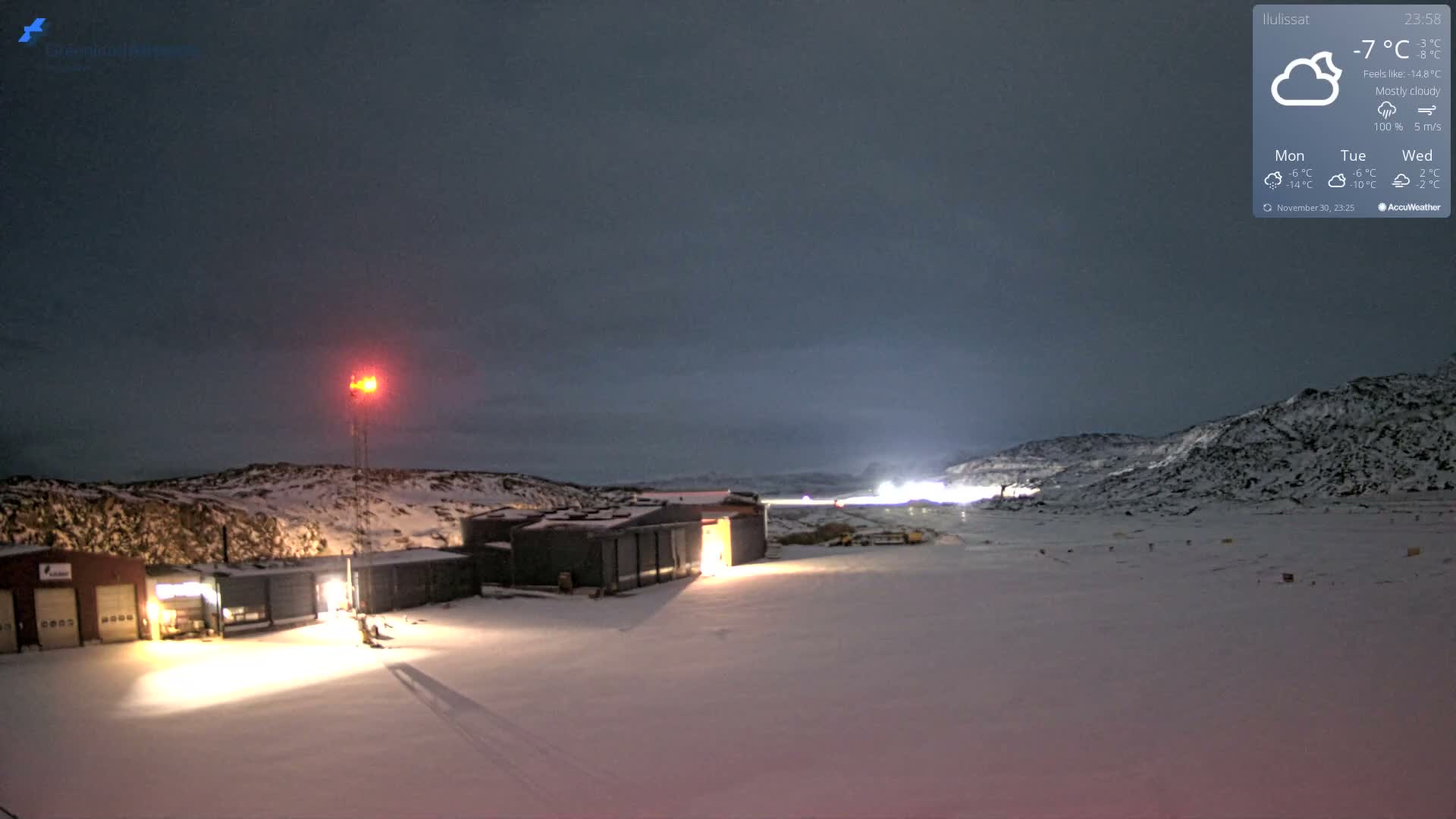 Mittarfik Ilulissat Airport North Towards View Live Cam JAV / BGJN - Ilulissat, Avannaata, Greenland, Denmark