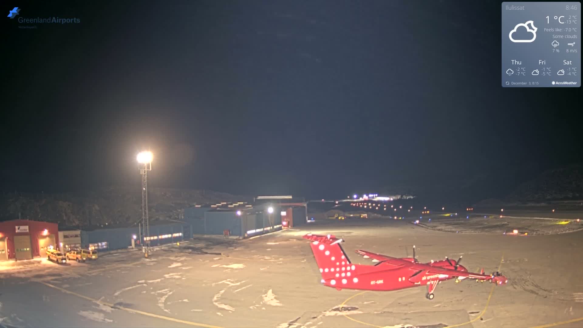 Mittarfik Ilulissat Airport North Towards View Live Cam JAV / BGJN - Ilulissat, Avannaata, Greenland, Denmark