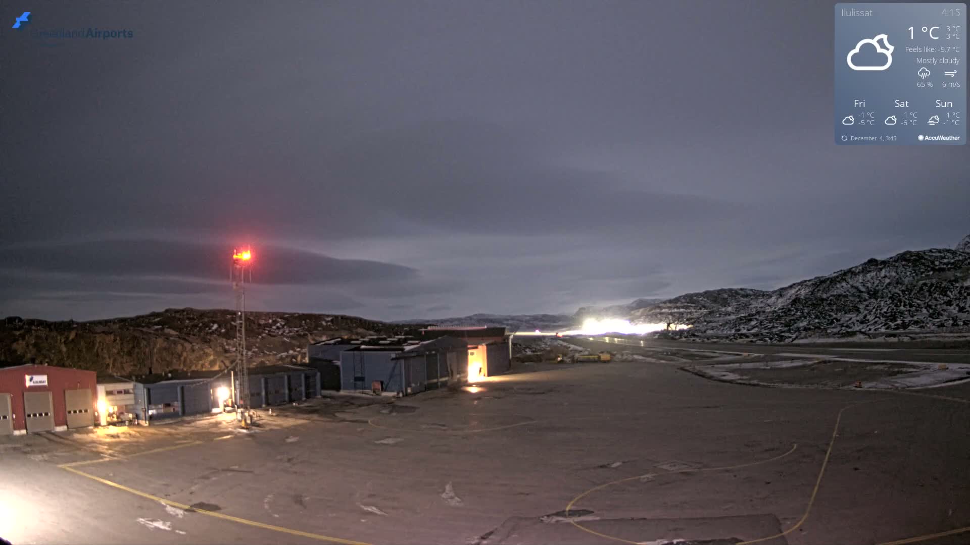 Mittarfik Ilulissat Airport North Towards View Live Cam JAV / BGJN - Ilulissat, Avannaata, Greenland, Denmark