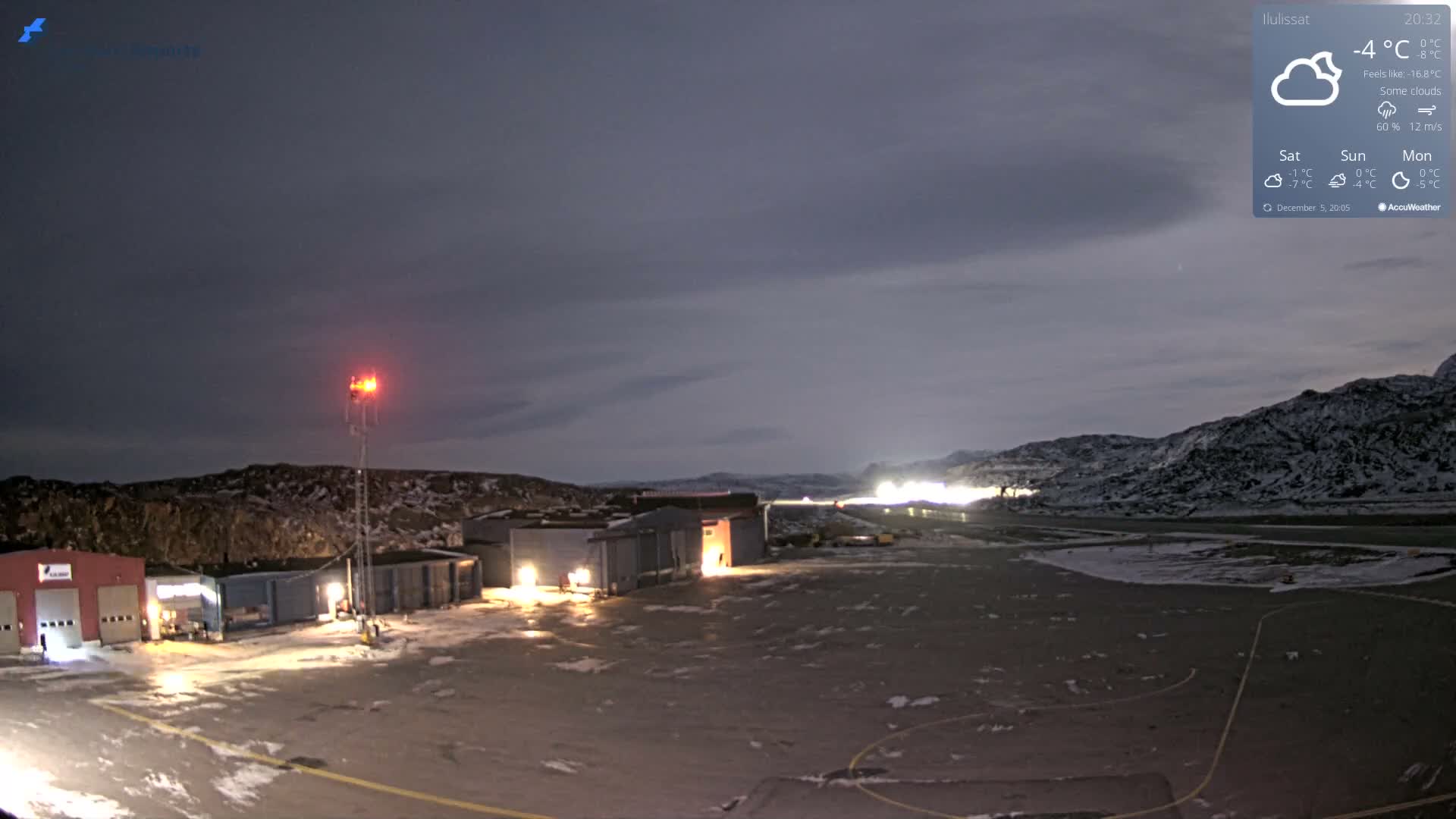 Mittarfik Ilulissat Airport North Towards View Live Cam JAV / BGJN - Ilulissat, Avannaata, Greenland, Denmark