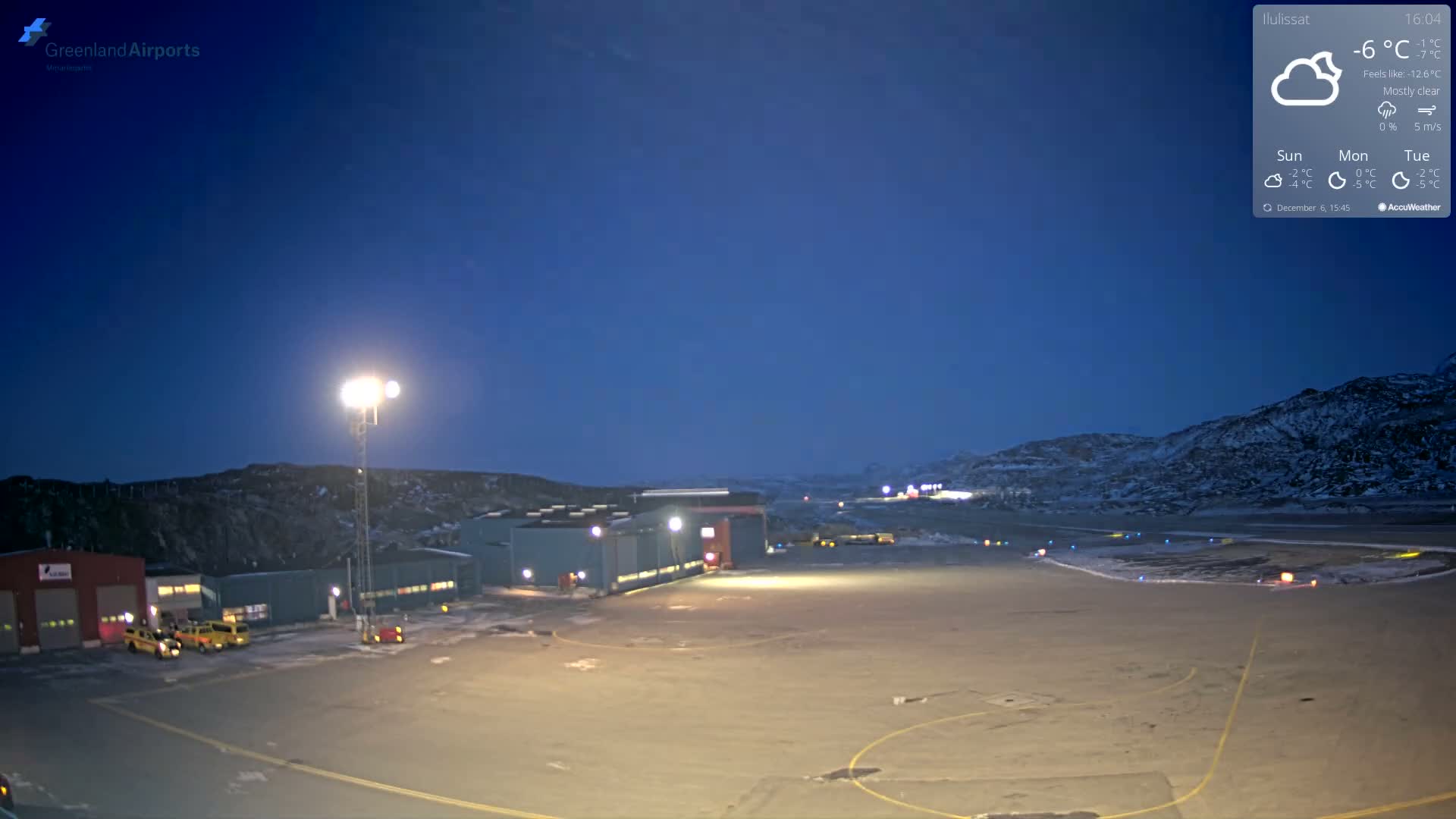 Mittarfik Ilulissat Airport North Towards View Live Cam JAV / BGJN - Ilulissat, Avannaata, Greenland, Denmark