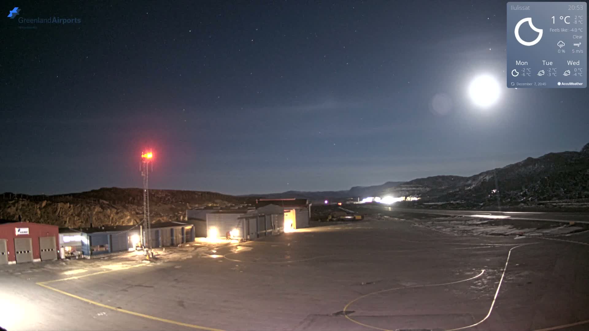 Mittarfik Ilulissat Airport North Towards View Live Cam JAV / BGJN - Ilulissat, Avannaata, Greenland, Denmark