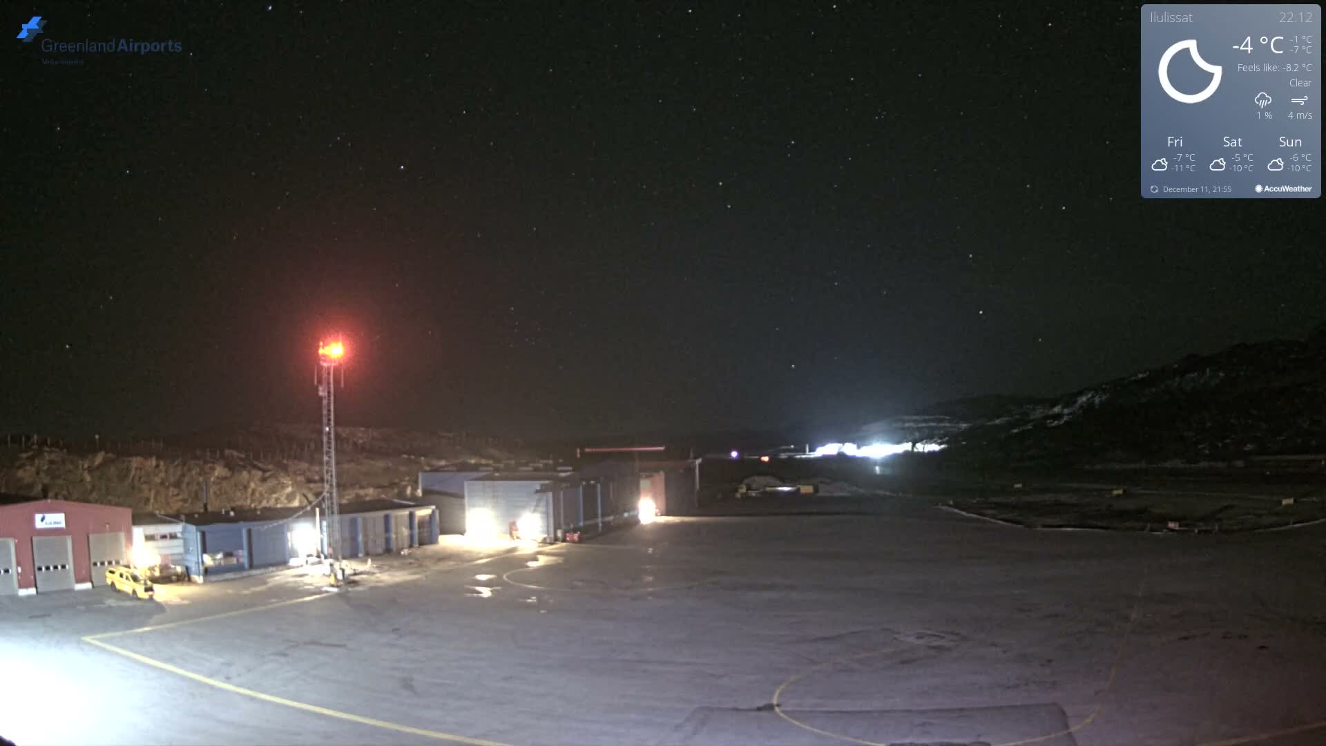 Mittarfik Ilulissat Airport North Towards View Live Cam JAV / BGJN - Ilulissat, Avannaata, Greenland, Denmark