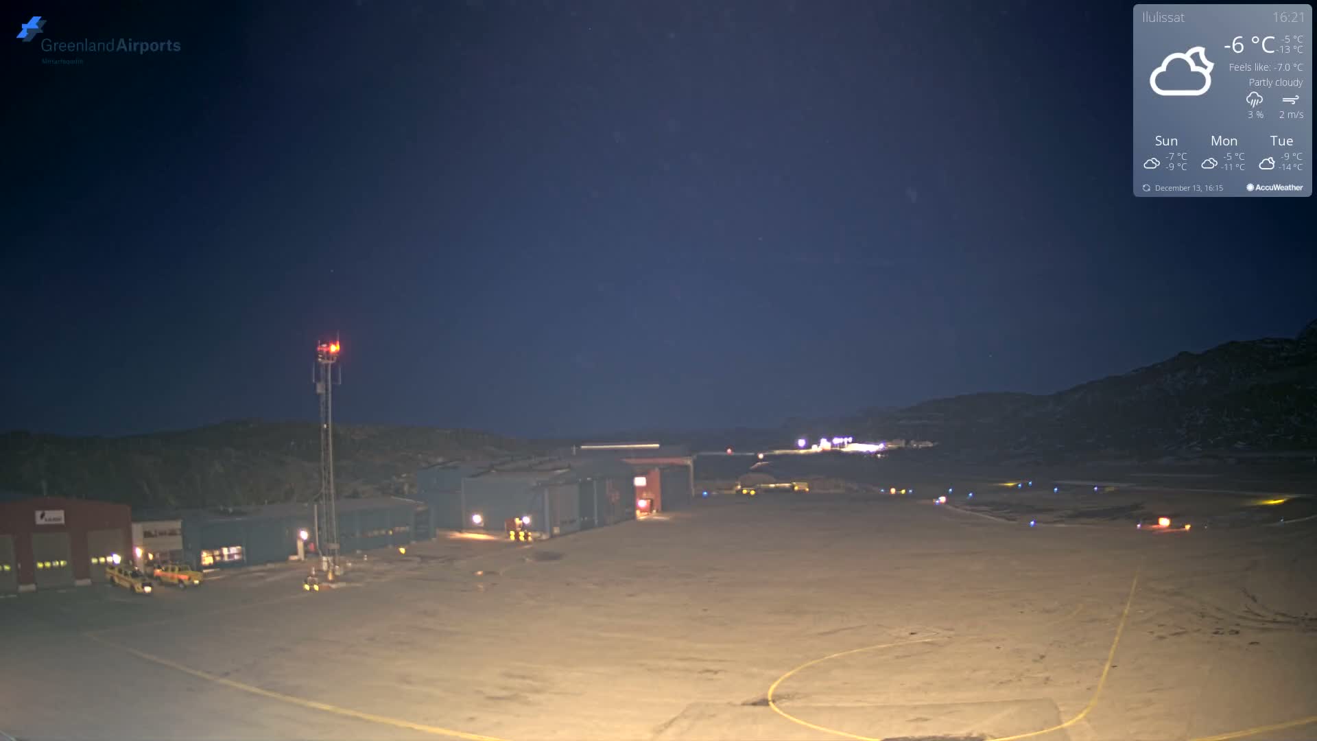 Mittarfik Ilulissat Airport North Towards View Live Cam JAV / BGJN - Ilulissat, Avannaata, Greenland, Denmark