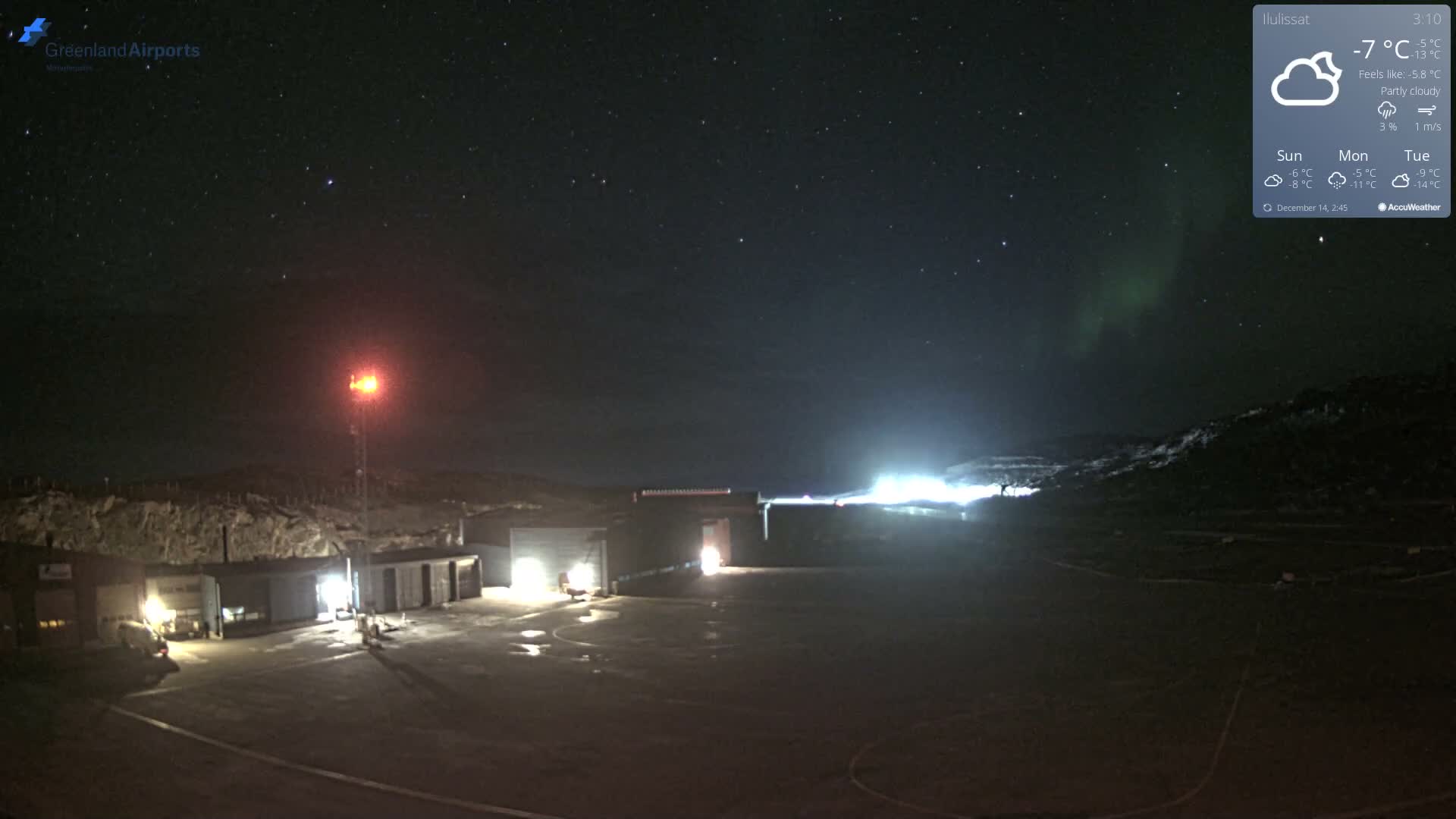 Mittarfik Ilulissat Airport North Towards View Live Cam JAV / BGJN - Ilulissat, Avannaata, Greenland, Denmark