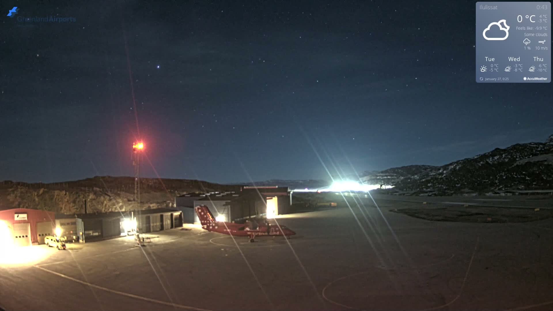 Mittarfik Ilulissat Airport North Towards View Live Cam JAV / BGJN - Ilulissat, Avannaata, Greenland, Denmark