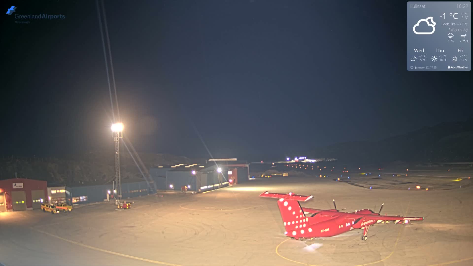 Mittarfik Ilulissat Airport North Towards View Live Cam JAV / BGJN - Ilulissat, Avannaata, Greenland, Denmark
