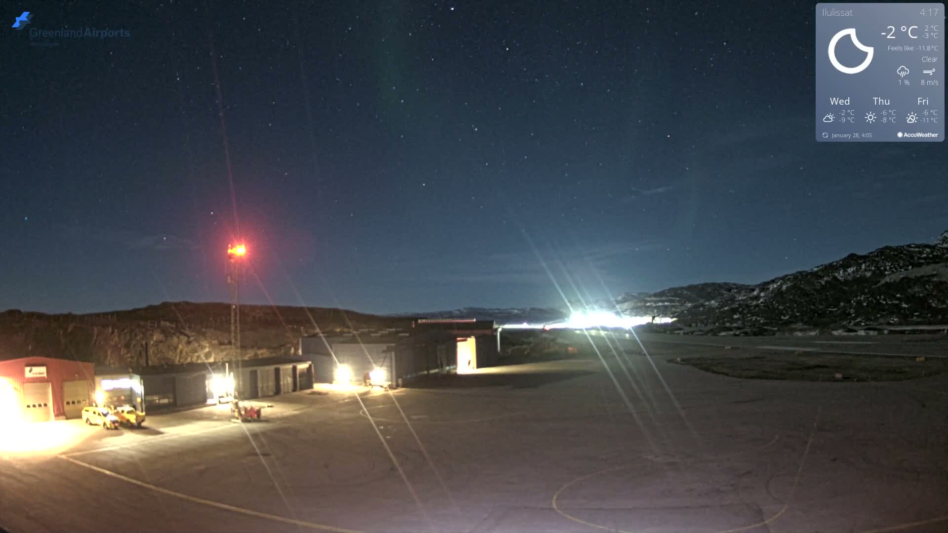 Mittarfik Ilulissat Airport North Towards View Live Cam JAV / BGJN - Ilulissat, Avannaata, Greenland, Denmark