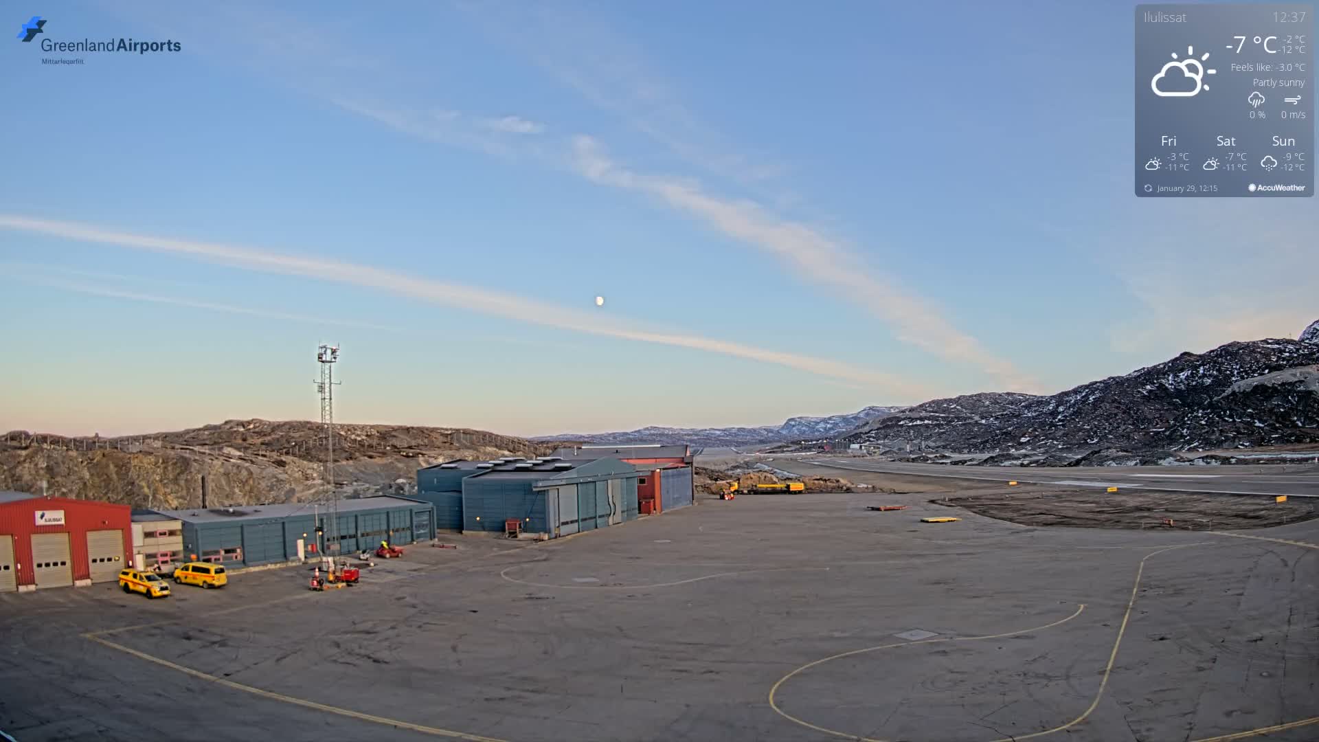 Mittarfik Ilulissat Airport North Towards View Live Cam JAV / BGJN - Ilulissat, Avannaata, Greenland, Denmark