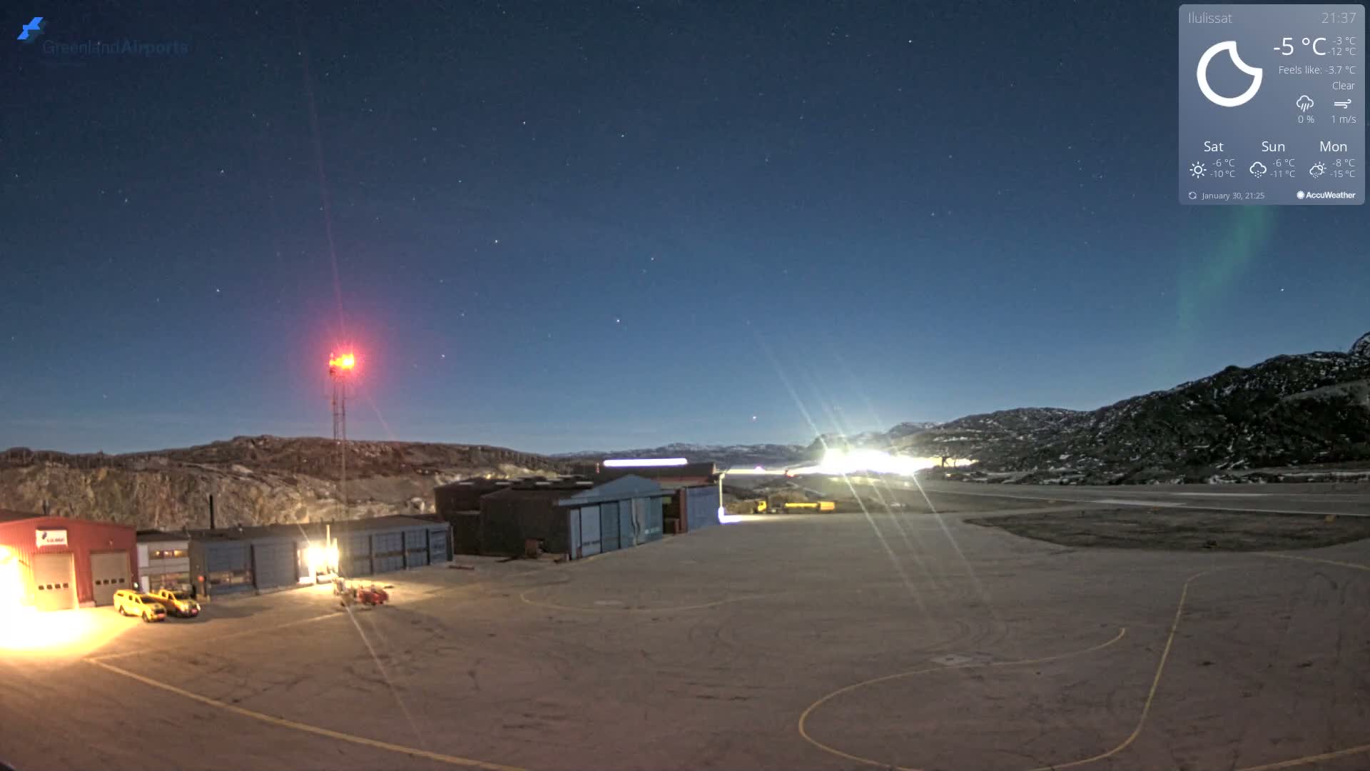Mittarfik Ilulissat Airport North Towards View Live Cam JAV / BGJN - Ilulissat, Avannaata, Greenland, Denmark