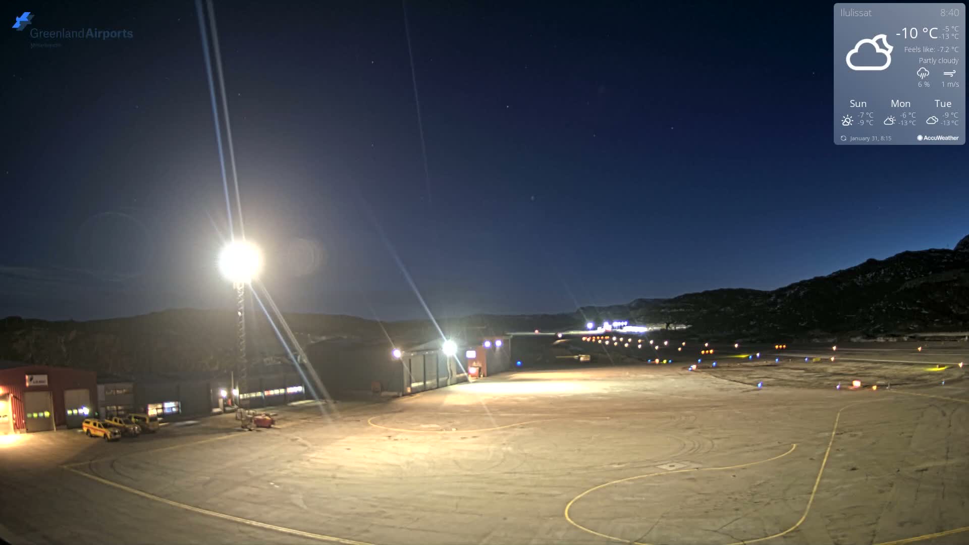 Mittarfik Ilulissat Airport North Towards View Live Cam JAV / BGJN - Ilulissat, Avannaata, Greenland, Denmark