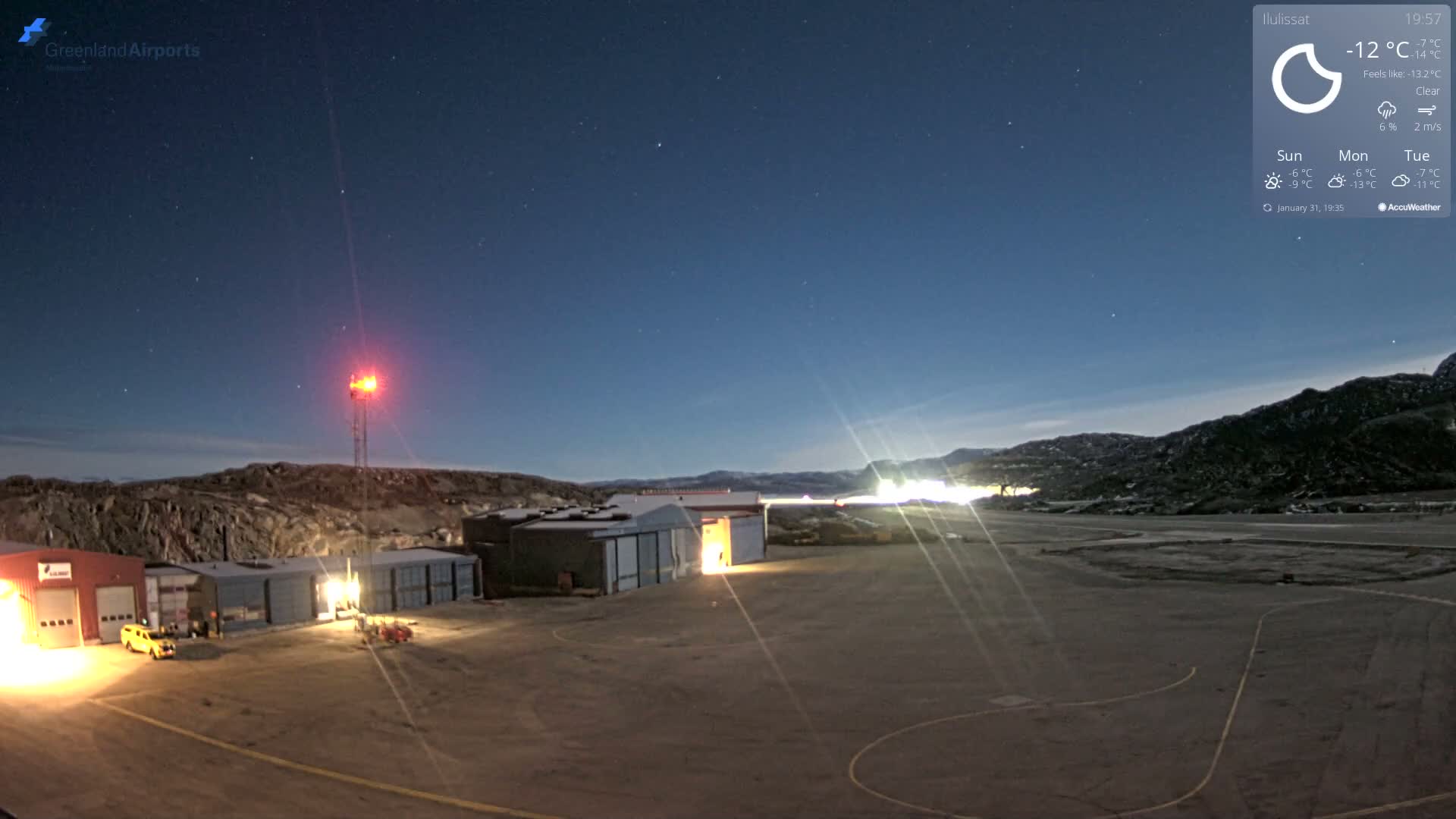 Mittarfik Ilulissat Airport North Towards View Live Cam JAV / BGJN - Ilulissat, Avannaata, Greenland, Denmark