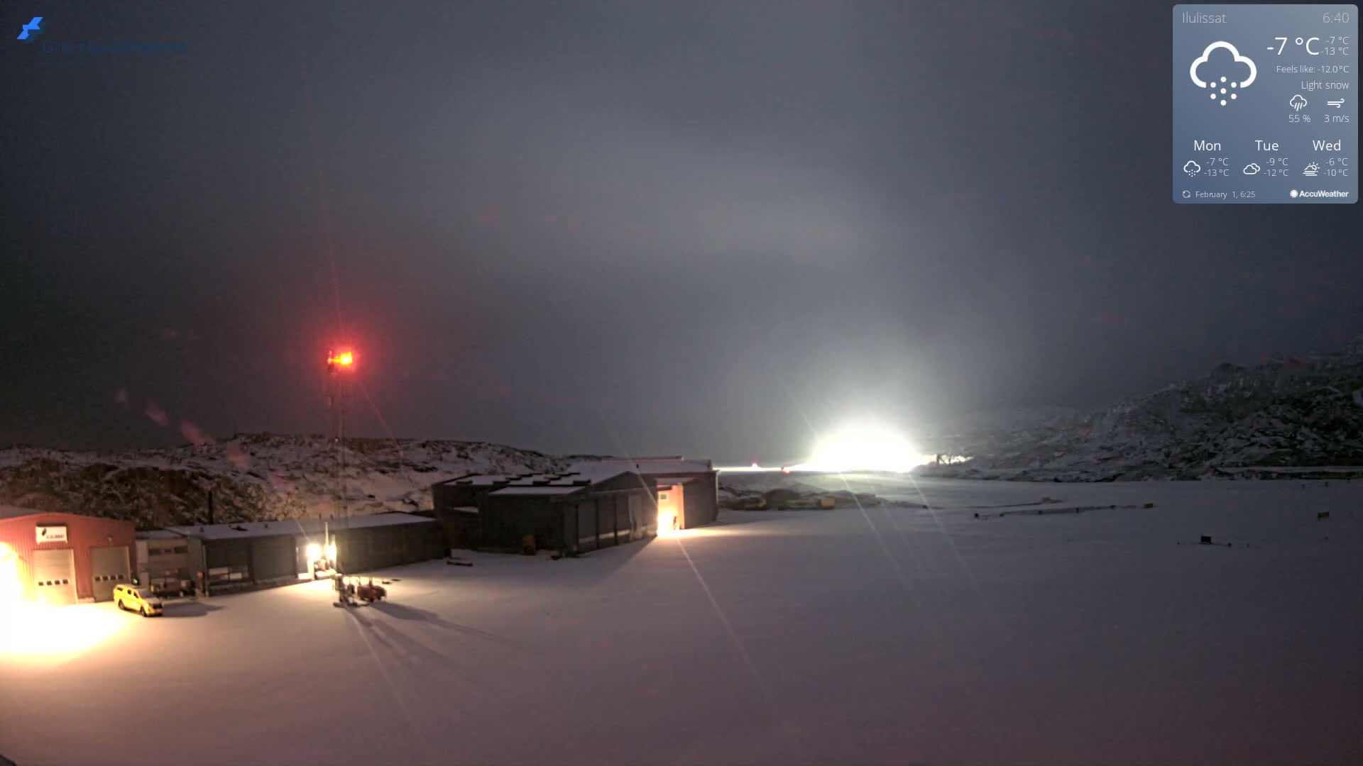 Mittarfik Ilulissat Airport North Towards View Live Cam JAV / BGJN - Ilulissat, Avannaata, Greenland, Denmark