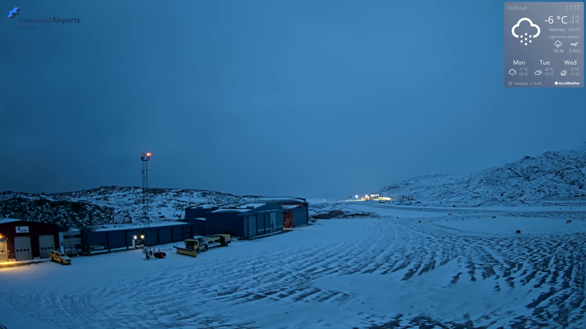 Mittarfik Ilulissat Airport North Towards View Live Cam JAV / BGJN - Ilulissat, Avannaata, Greenland, Denmark