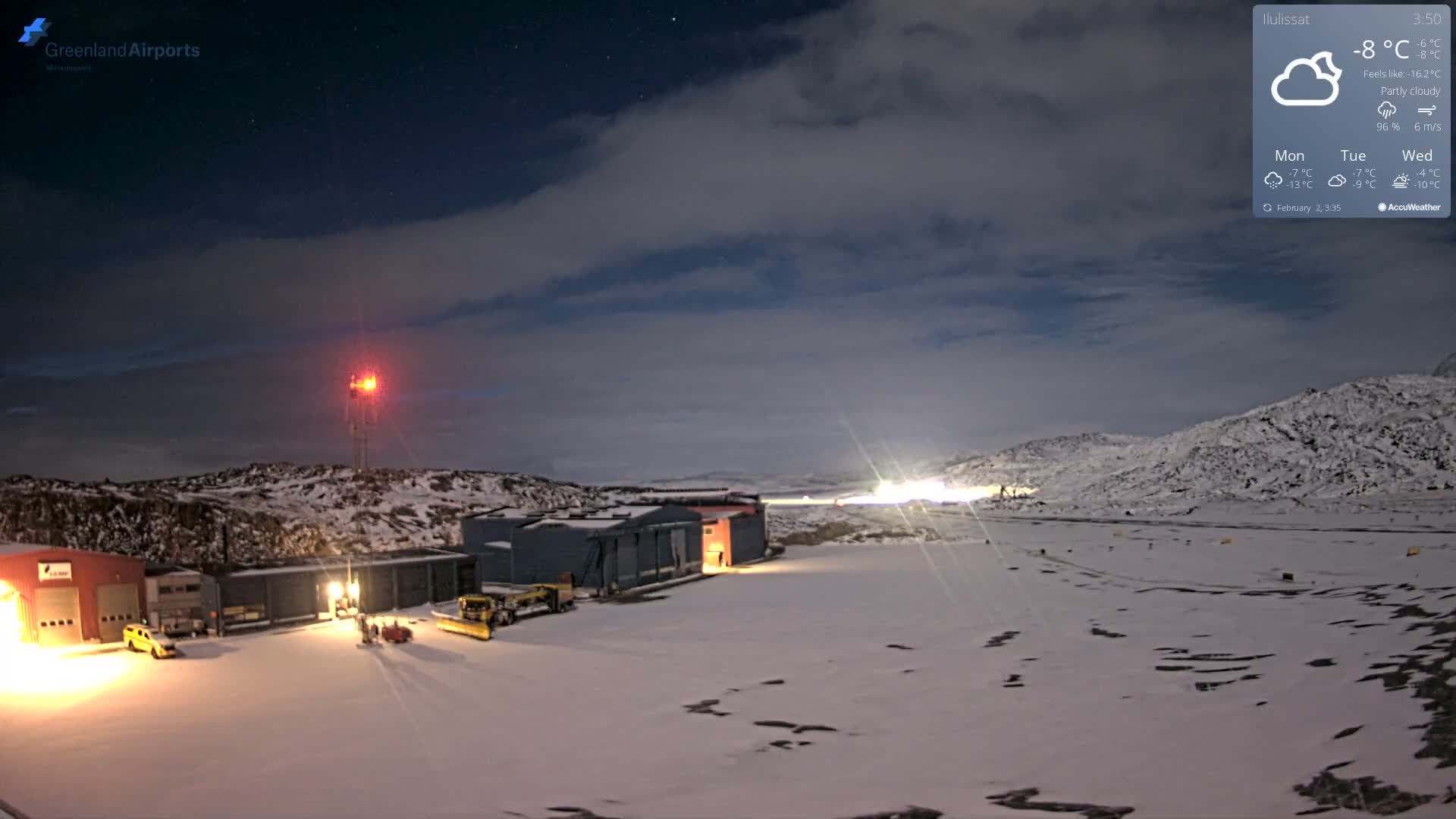 Mittarfik Ilulissat Airport North Towards View Live Cam JAV / BGJN - Ilulissat, Avannaata, Greenland, Denmark