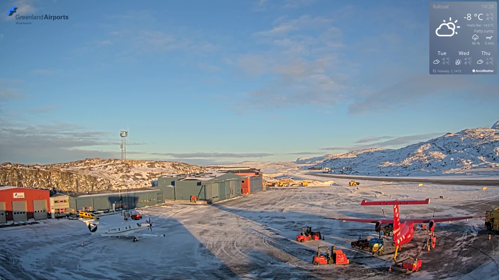 Mittarfik Ilulissat Airport North Towards View Live Cam JAV / BGJN - Ilulissat, Avannaata, Greenland, Denmark