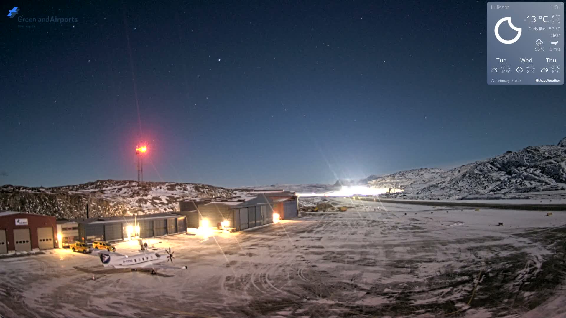 Mittarfik Ilulissat Airport North Towards View Live Cam JAV / BGJN - Ilulissat, Avannaata, Greenland, Denmark