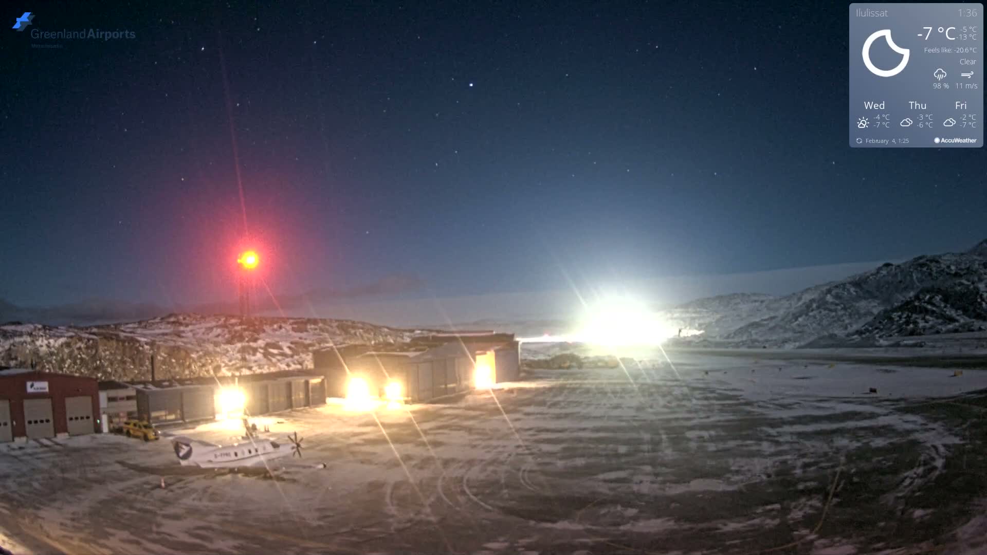 Mittarfik Ilulissat Airport North Towards View Live Cam JAV / BGJN - Ilulissat, Avannaata, Greenland, Denmark