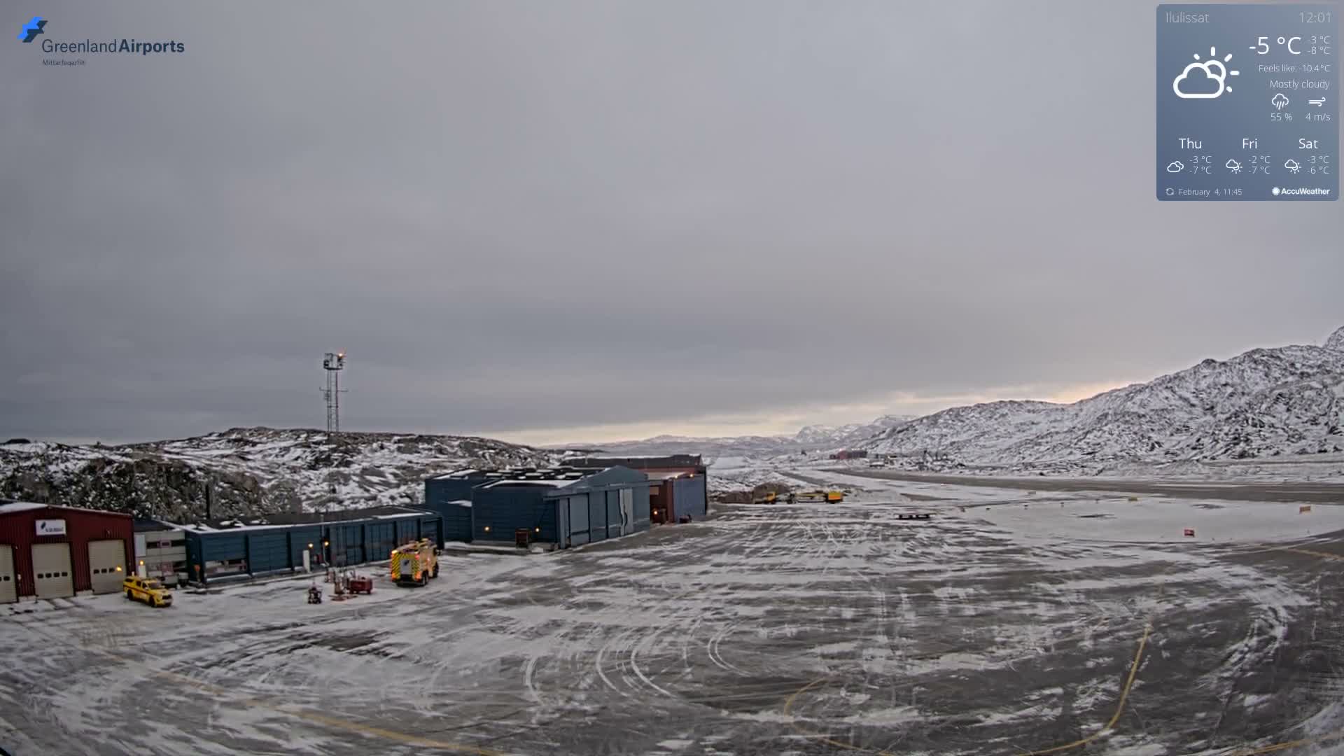 Mittarfik Ilulissat Airport North Towards View Live Cam JAV / BGJN - Ilulissat, Avannaata, Greenland, Denmark