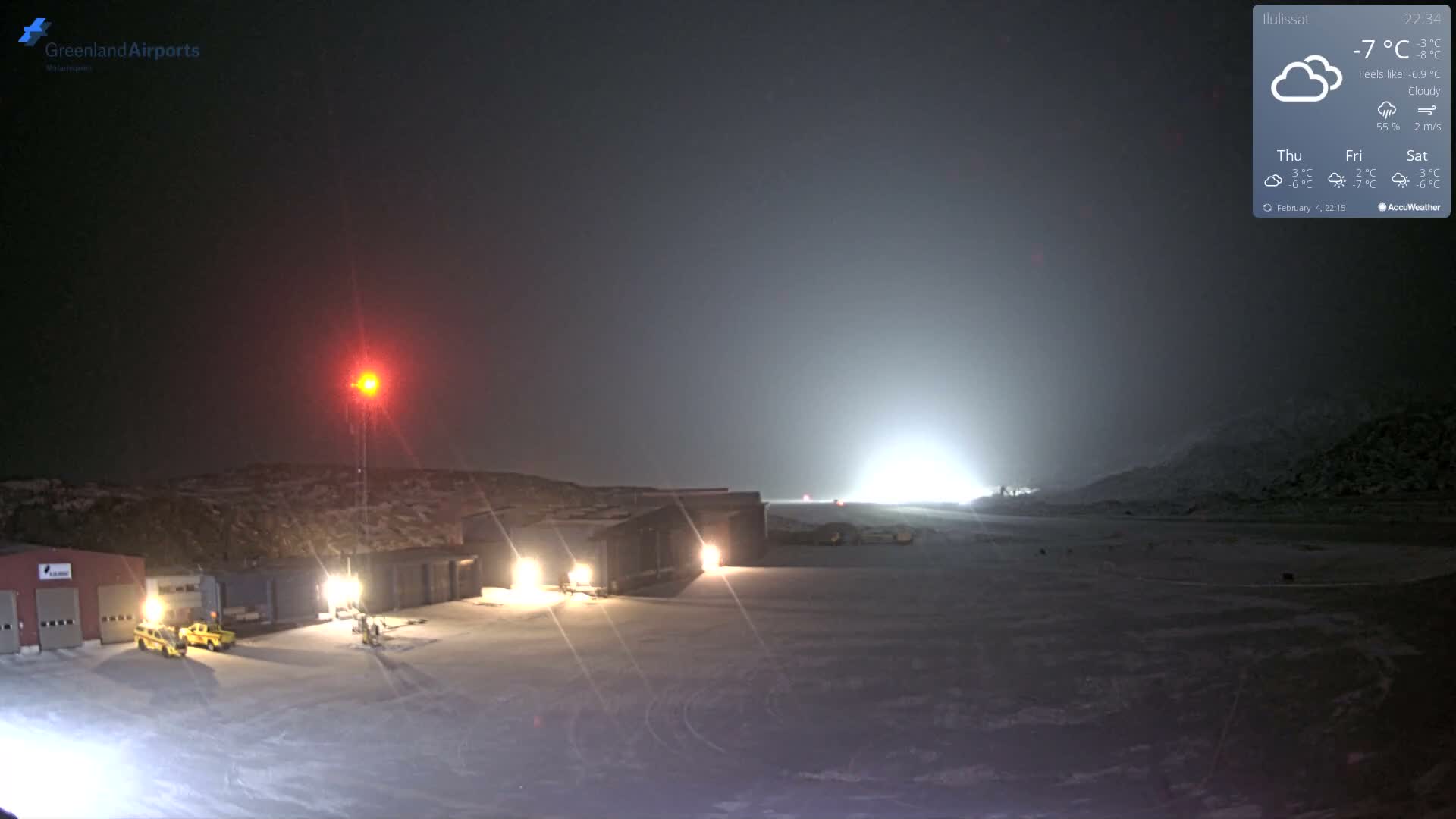 Mittarfik Ilulissat Airport North Towards View Live Cam JAV / BGJN - Ilulissat, Avannaata, Greenland, Denmark