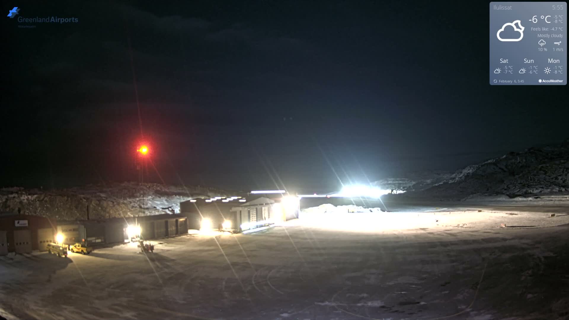 Mittarfik Ilulissat Airport North Towards View Live Cam JAV / BGJN - Ilulissat, Avannaata, Greenland, Denmark