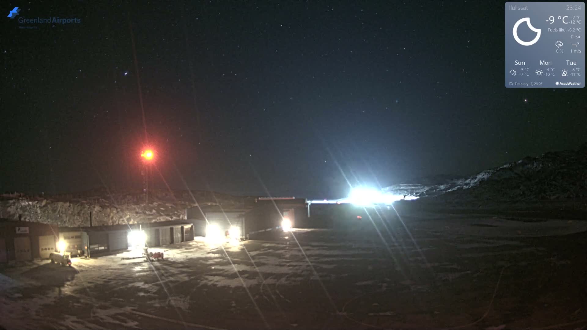 Mittarfik Ilulissat Airport North Towards View Live Cam JAV / BGJN - Ilulissat, Avannaata, Greenland, Denmark