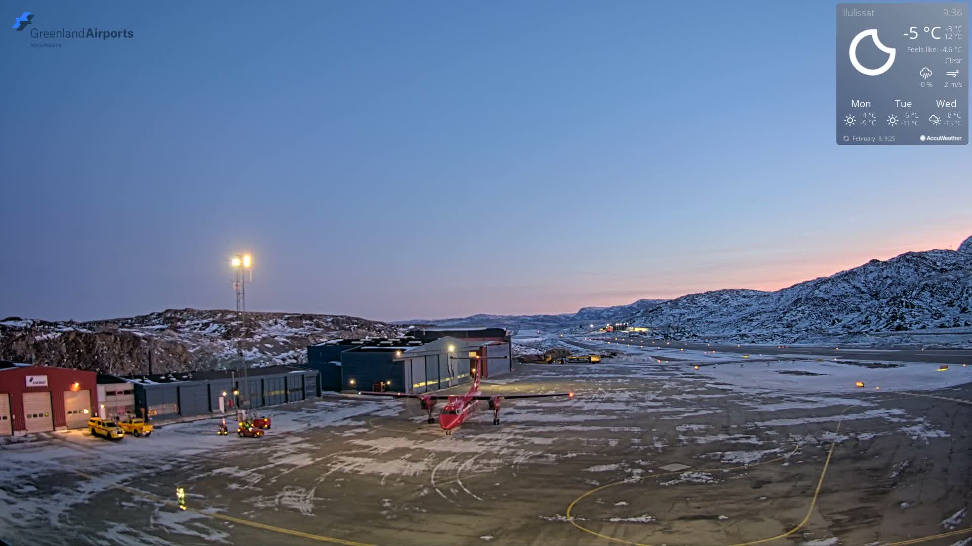 Mittarfik Ilulissat Airport North Towards View Live Cam JAV / BGJN - Ilulissat, Avannaata, Greenland, Denmark