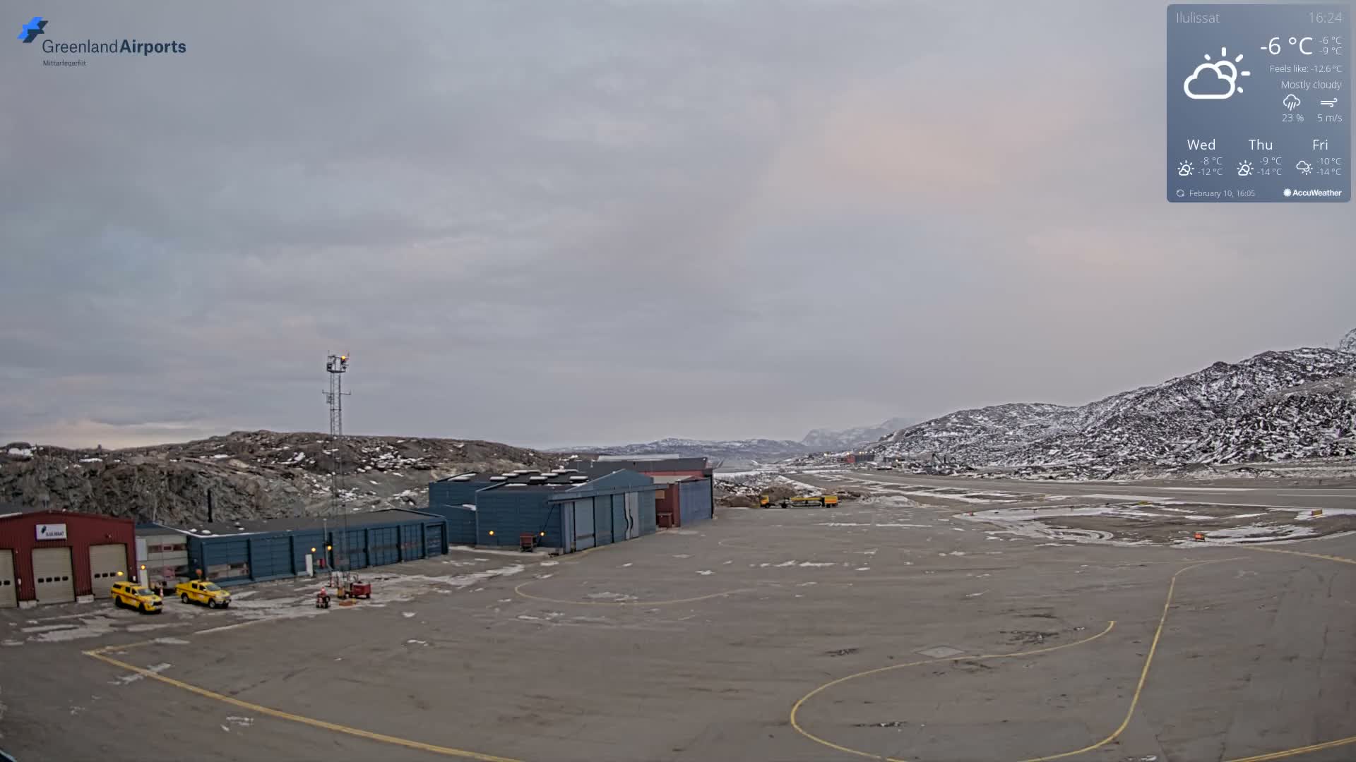 Mittarfik Ilulissat Airport North Towards View Live Cam JAV / BGJN - Ilulissat, Avannaata, Greenland, Denmark