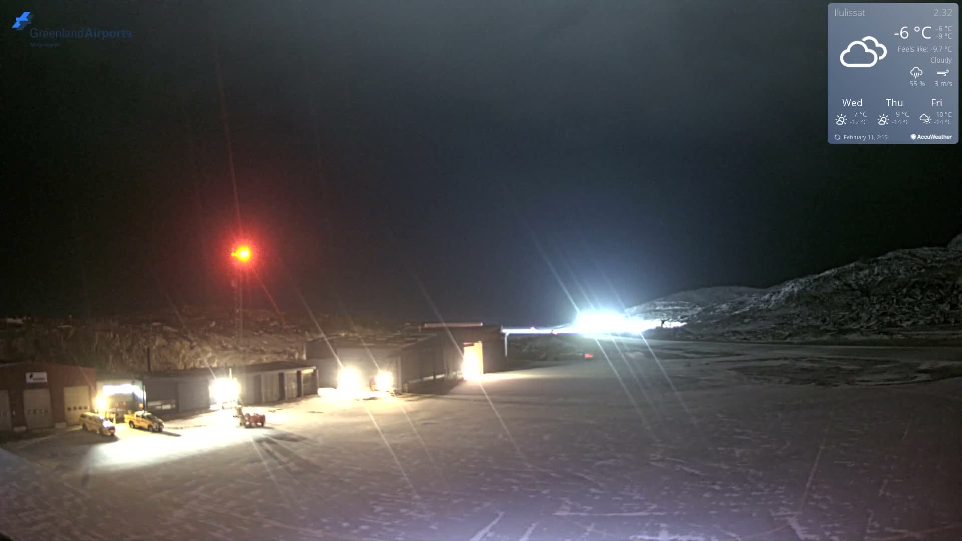 Mittarfik Ilulissat Airport North Towards View Live Cam JAV / BGJN - Ilulissat, Avannaata, Greenland, Denmark