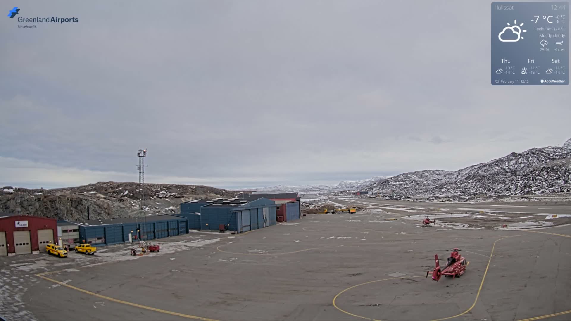 Mittarfik Ilulissat Airport North Towards View Live Cam JAV / BGJN - Ilulissat, Avannaata, Greenland, Denmark