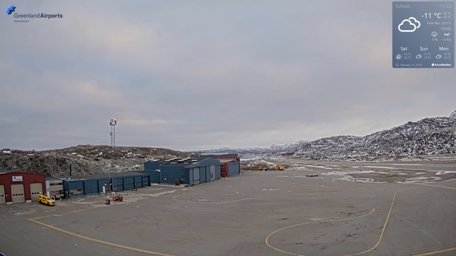 Mittarfik Ilulissat Airport North Towards View Live Cam JAV / BGJN - Ilulissat, Avannaata, Greenland, Denmark