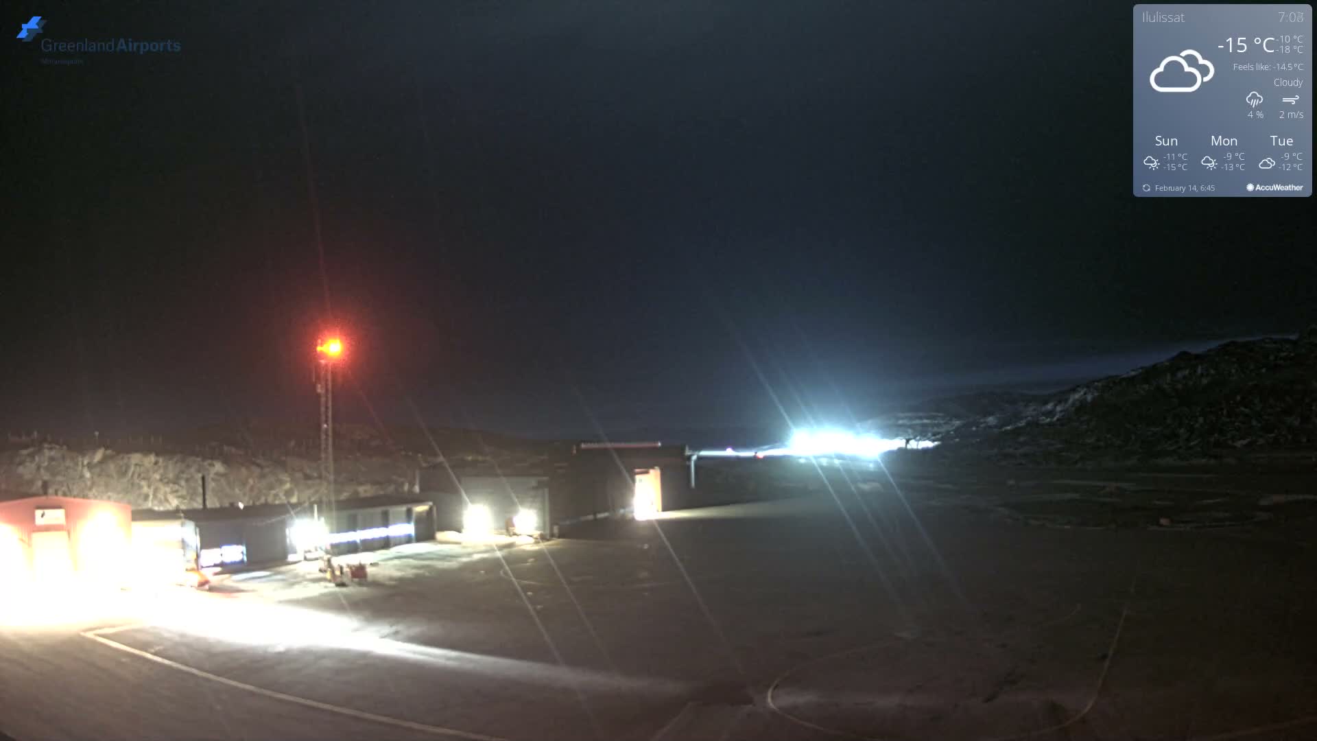 Mittarfik Ilulissat Airport North Towards View Live Cam JAV / BGJN - Ilulissat, Avannaata, Greenland, Denmark