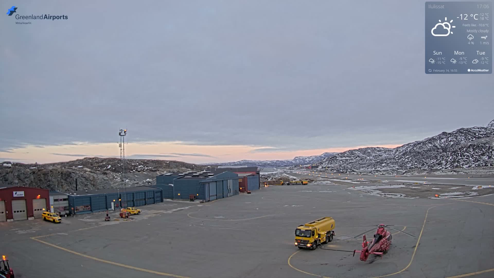 Mittarfik Ilulissat Airport North Towards View Live Cam JAV / BGJN - Ilulissat, Avannaata, Greenland, Denmark