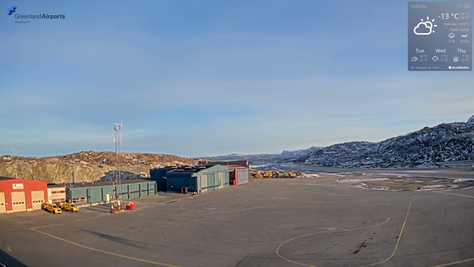 Mittarfik Ilulissat Airport North Towards View Live Cam JAV / BGJN - Ilulissat, Avannaata, Greenland, Denmark