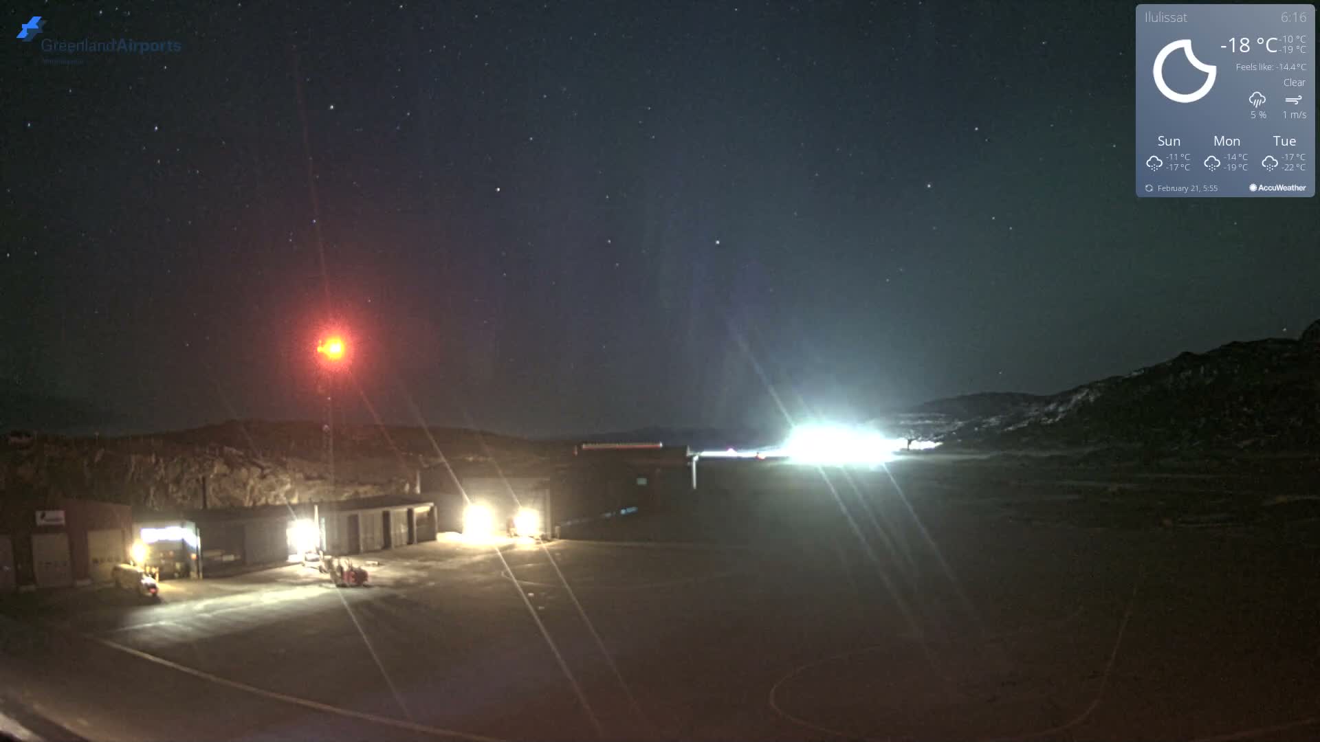 Mittarfik Ilulissat Airport North Towards View Live Cam JAV / BGJN - Ilulissat, Avannaata, Greenland, Denmark