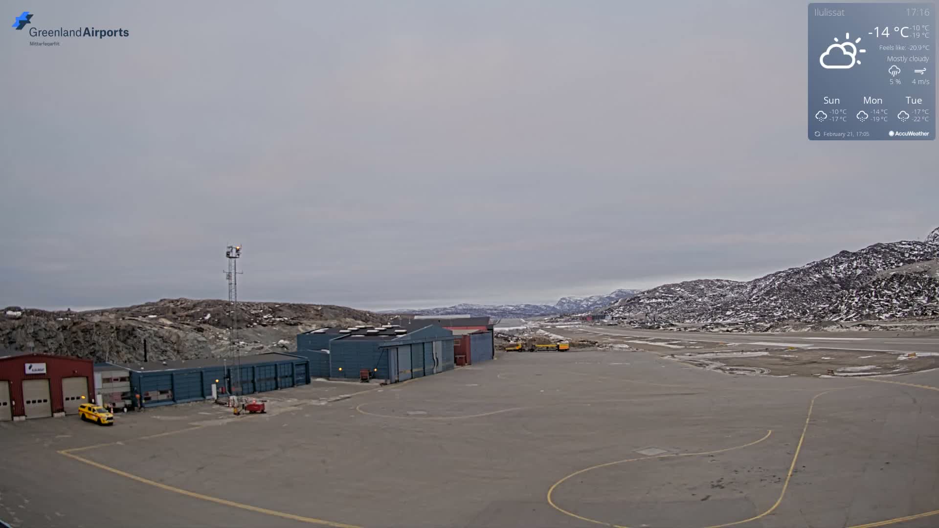 Mittarfik Ilulissat Airport North Towards View Live Cam JAV / BGJN - Ilulissat, Avannaata, Greenland, Denmark