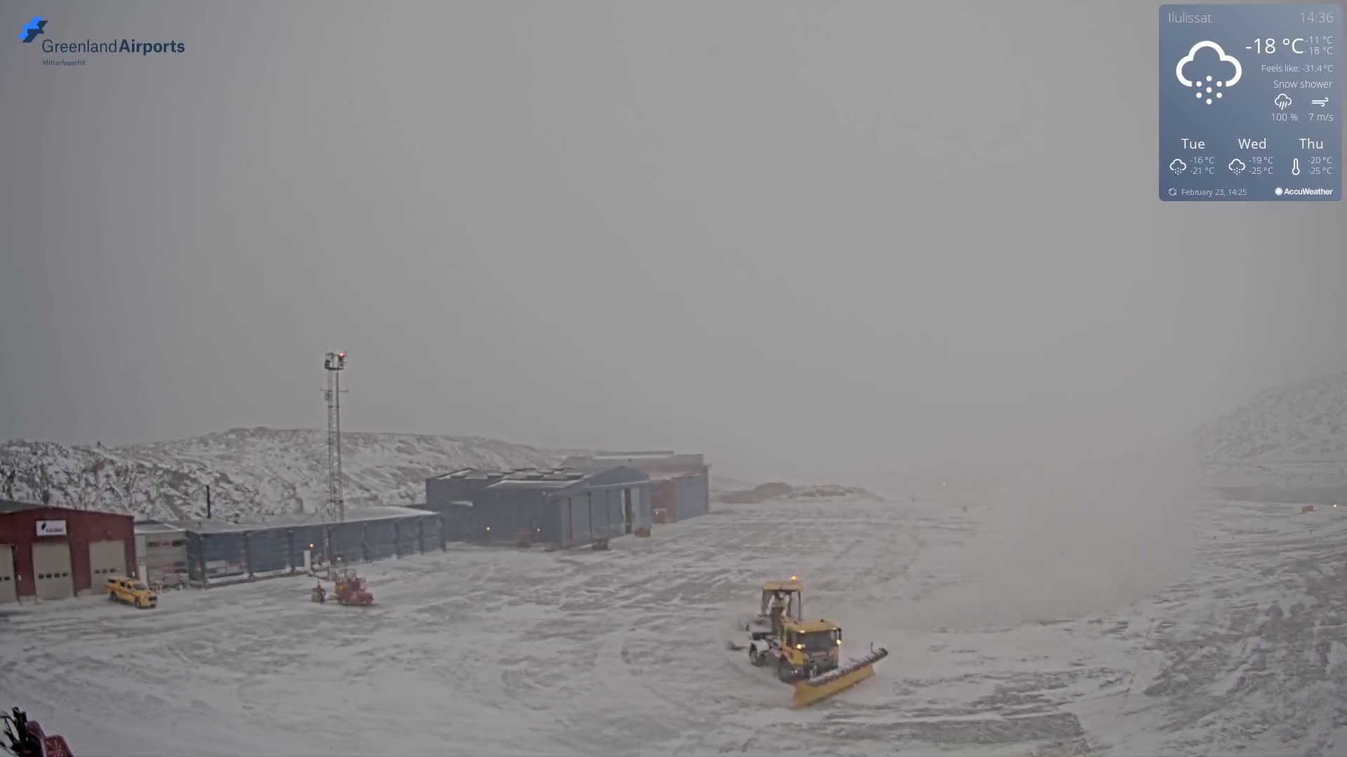 Mittarfik Ilulissat Airport North Towards View Live Cam JAV / BGJN - Ilulissat, Avannaata, Greenland, Denmark