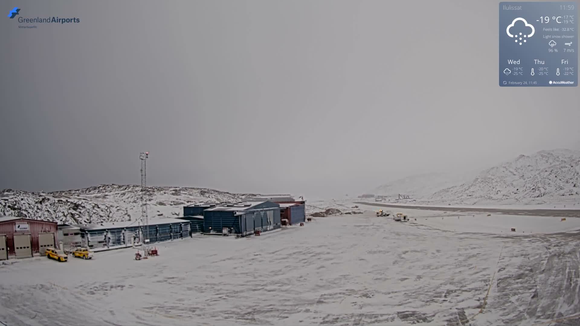 Mittarfik Ilulissat Airport North Towards View Live Cam JAV / BGJN - Ilulissat, Avannaata, Greenland, Denmark
