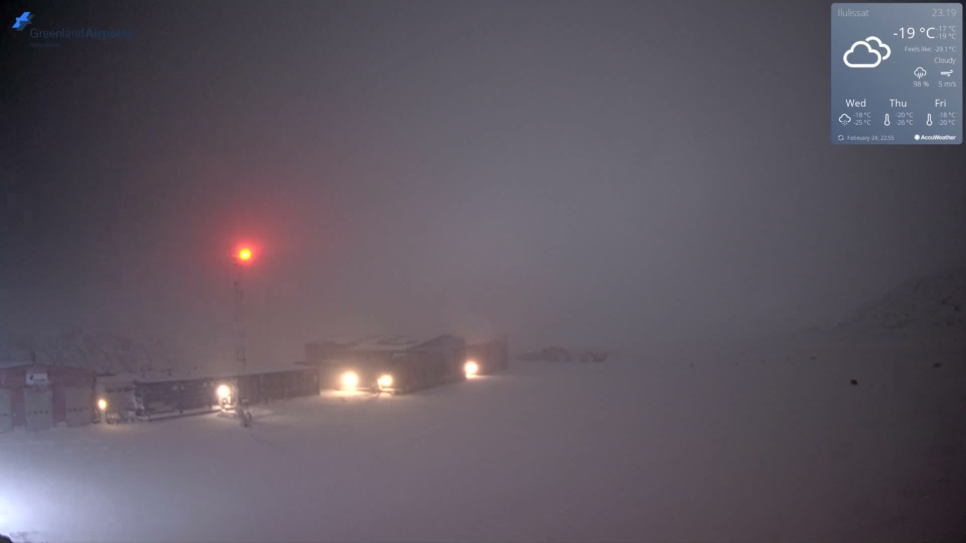 Mittarfik Ilulissat Airport North Towards View Live Cam JAV / BGJN - Ilulissat, Avannaata, Greenland, Denmark