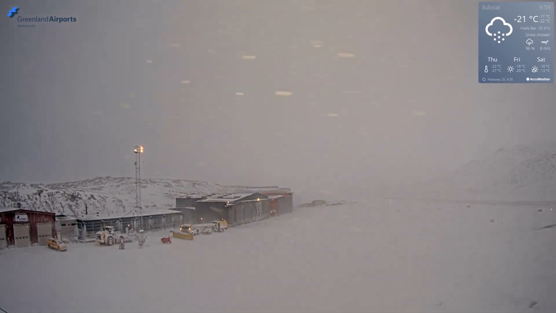 Mittarfik Ilulissat Airport North Towards View Live Cam JAV / BGJN - Ilulissat, Avannaata, Greenland, Denmark