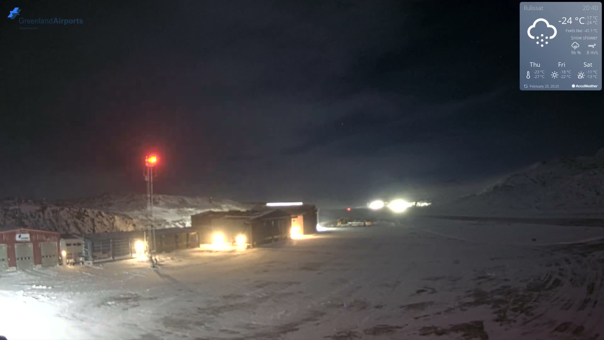 Mittarfik Ilulissat Airport North Towards View Live Cam JAV / BGJN - Ilulissat, Avannaata, Greenland, Denmark