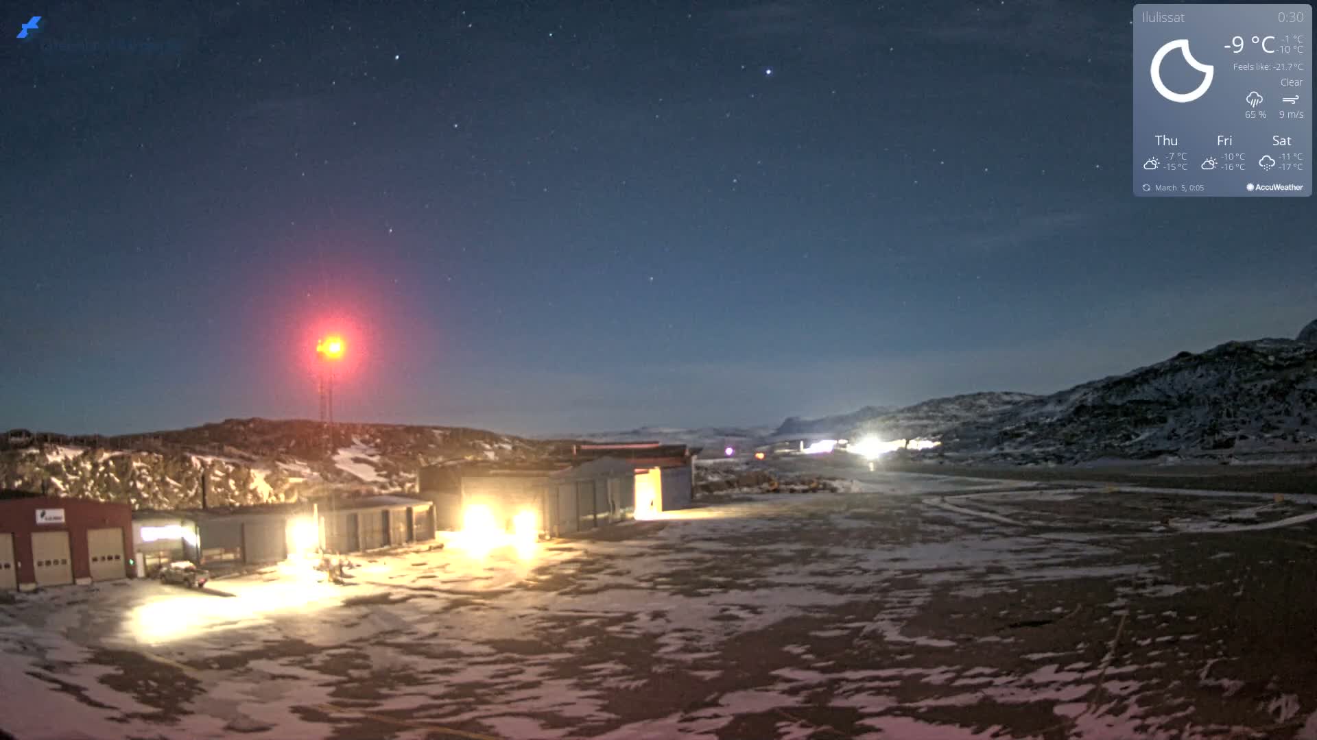 Mittarfik Ilulissat Airport North Towards View Live Cam JAV / BGJN - Ilulissat, Avannaata, Greenland, Denmark