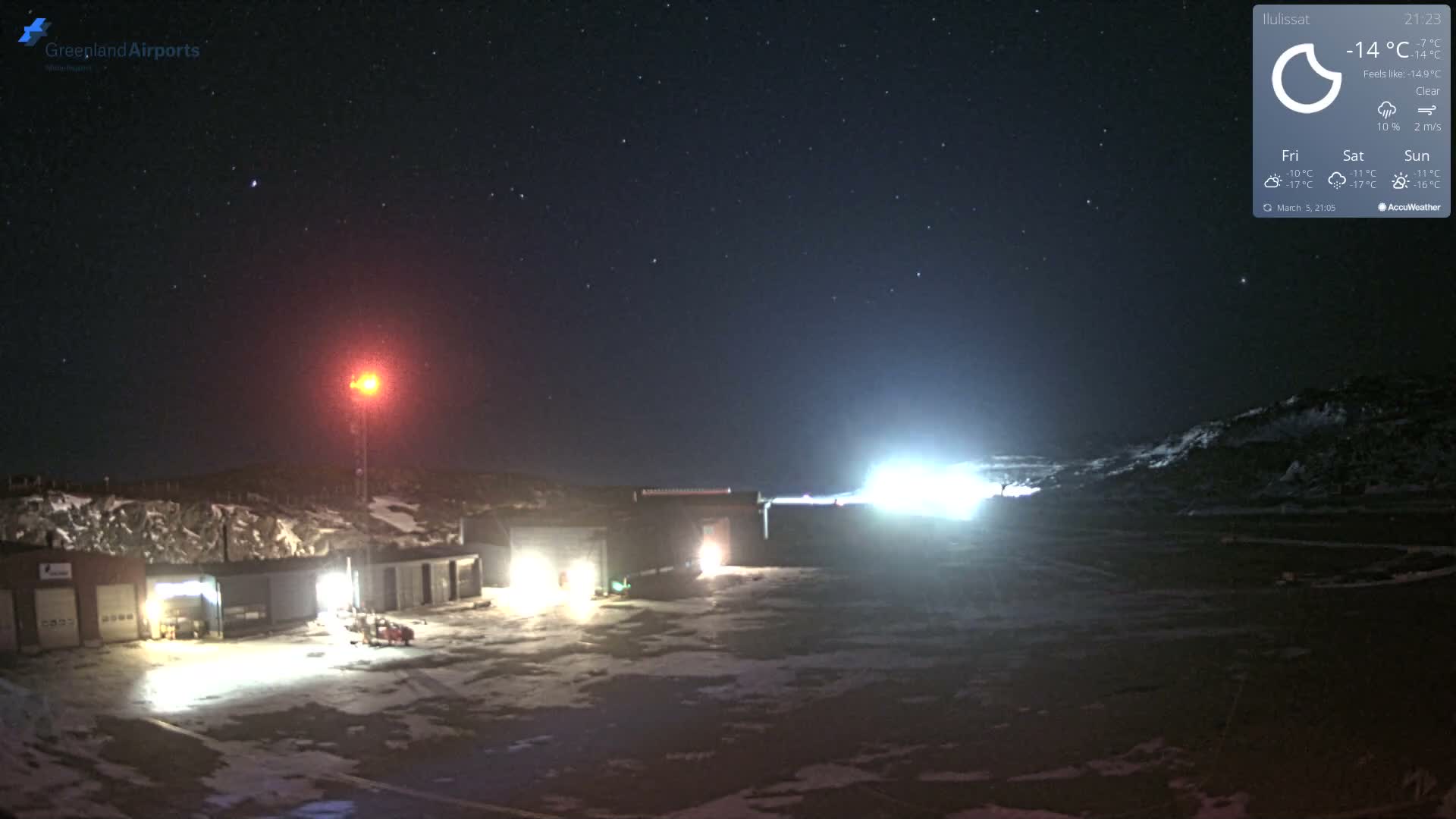 Mittarfik Ilulissat Airport North Towards View Live Cam JAV / BGJN - Ilulissat, Avannaata, Greenland, Denmark