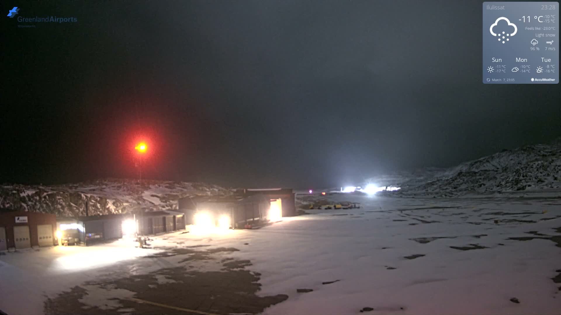 Mittarfik Ilulissat Airport North Towards View Live Cam JAV / BGJN - Ilulissat, Avannaata, Greenland, Denmark