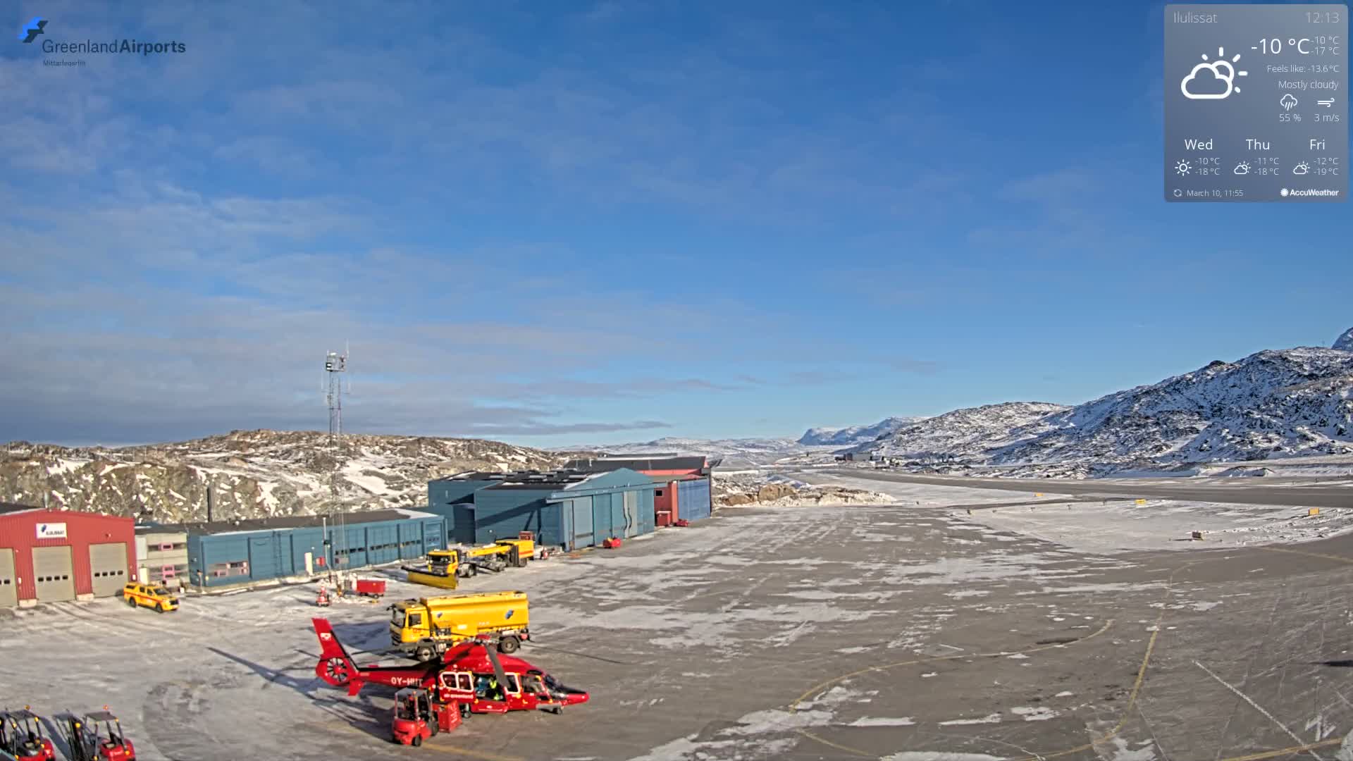 Mittarfik Ilulissat Airport North Towards View Live Cam JAV / BGJN - Ilulissat, Avannaata, Greenland, Denmark