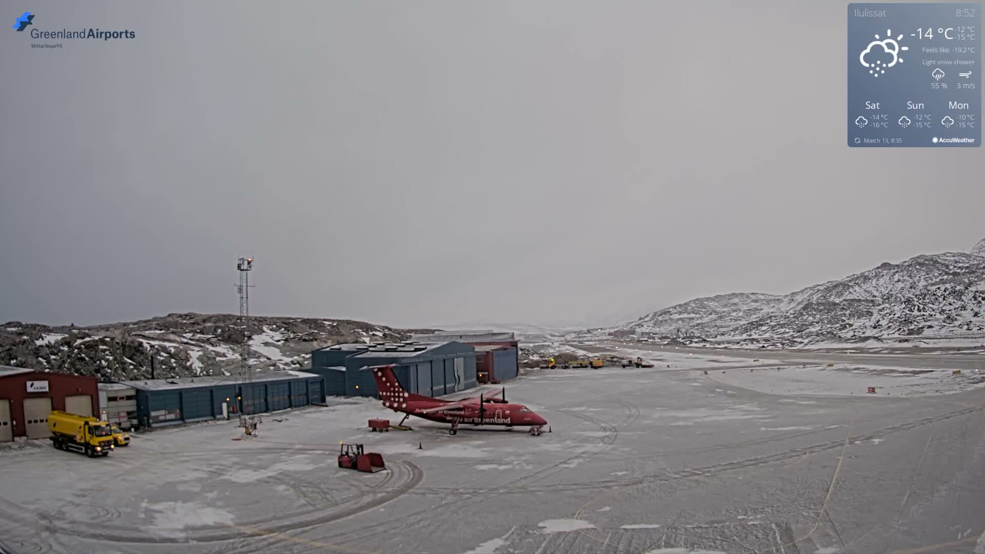 Mittarfik Ilulissat Airport North Towards View Live Cam JAV / BGJN - Ilulissat, Avannaata, Greenland, Denmark